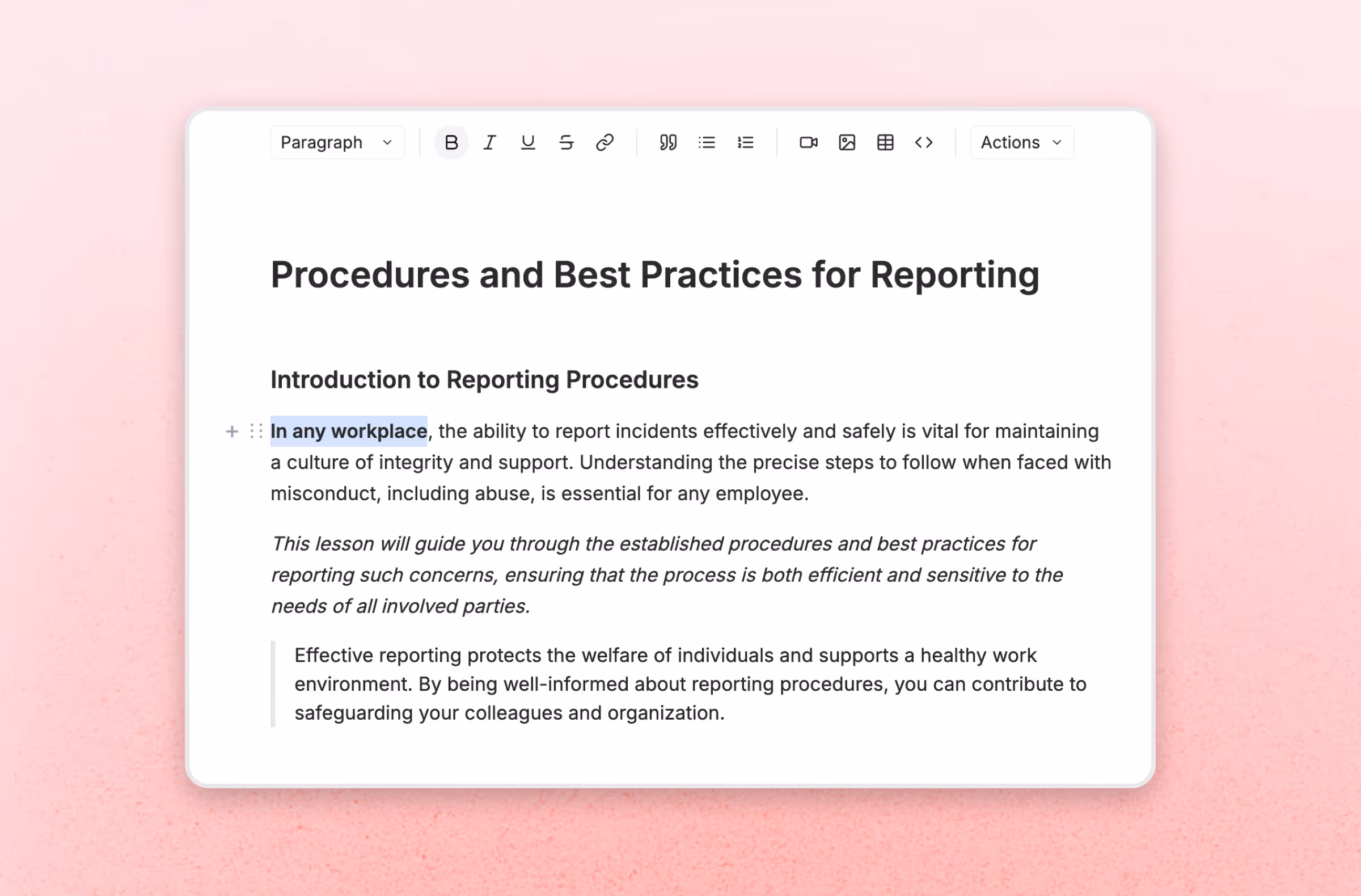Rich content editing